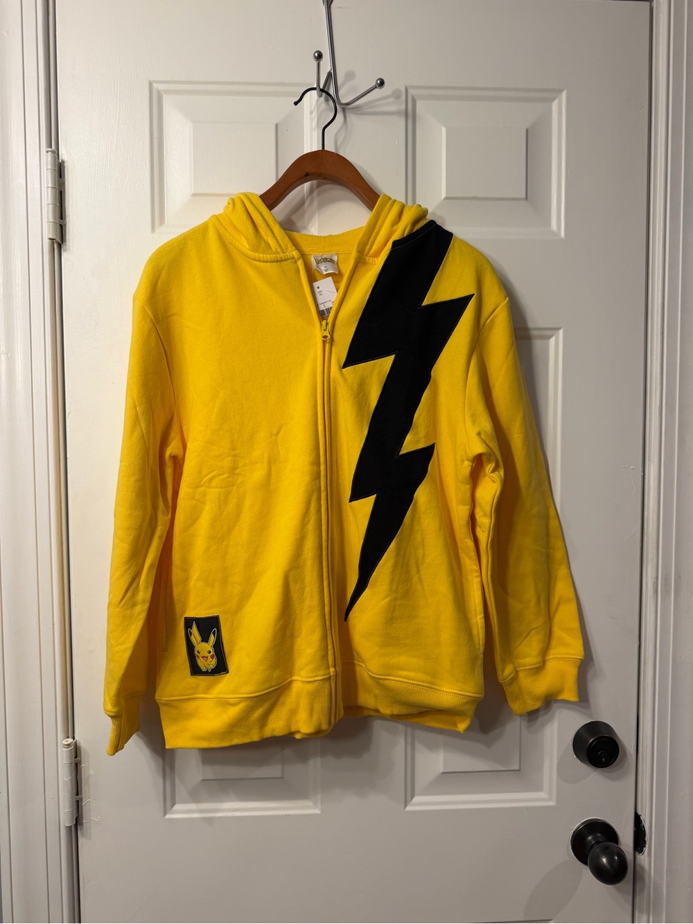 Pokemon Yellow Zip-Up Hoodie with Black Lightning Accent YXL
